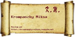 Krompaszky Miksa névjegykártya